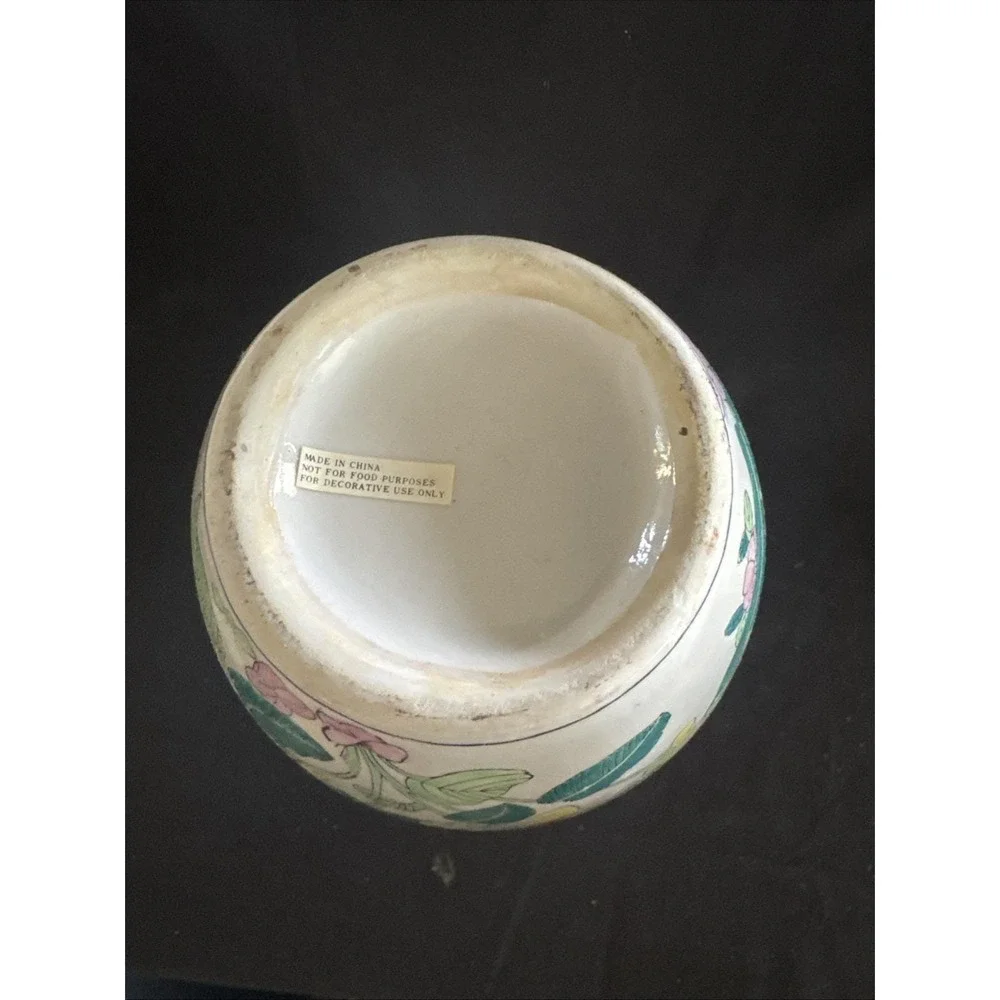 Vintage Large Ginger Jar Flowers with Lid 12.5